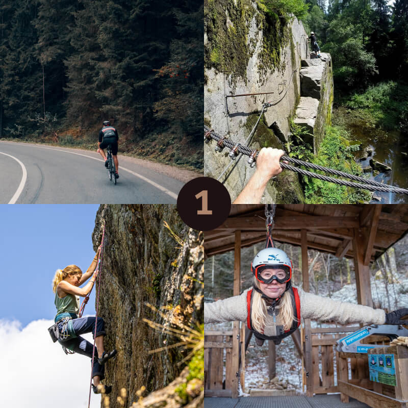 Activités Gérardmer à faire en été, vélo de route, escalade, via ferrata, tyrolienne